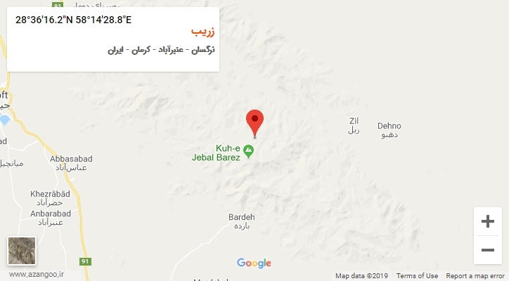 روستای زریب بر روی نقشه