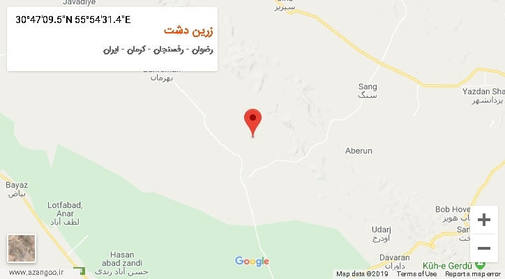 روستای زرین دشت بر روی نقشه