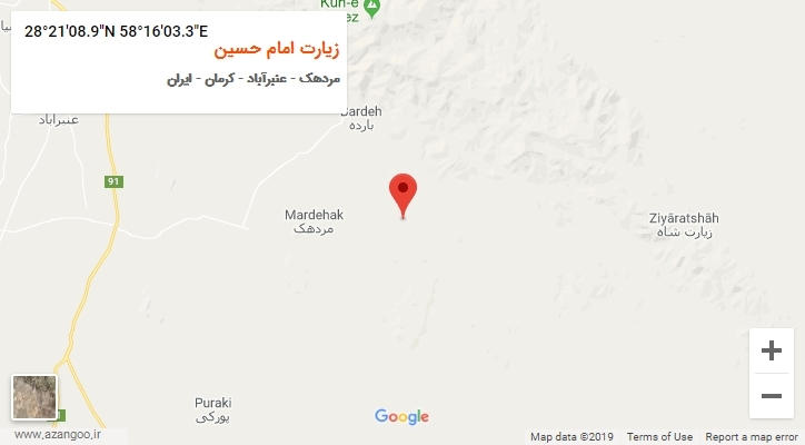 روستای زیارت امام حسین بر روی نقشه