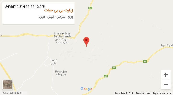 روستای زیارت بی بی حیات بر روی نقشه