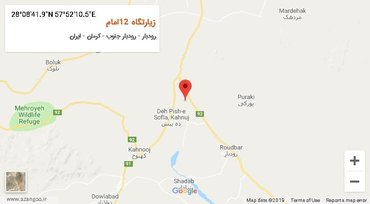 روستای زیارتگاه 12امام بر روی نقشه