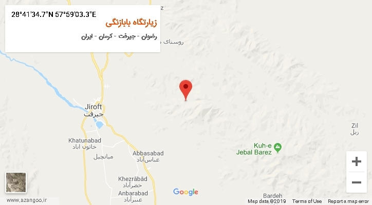روستای زیارتگاه بابازنگی بر روی نقشه