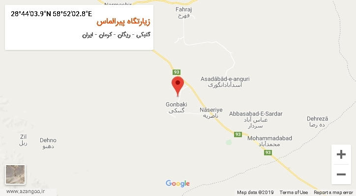 روستای زیارتگاه پیرالماس بر روی نقشه