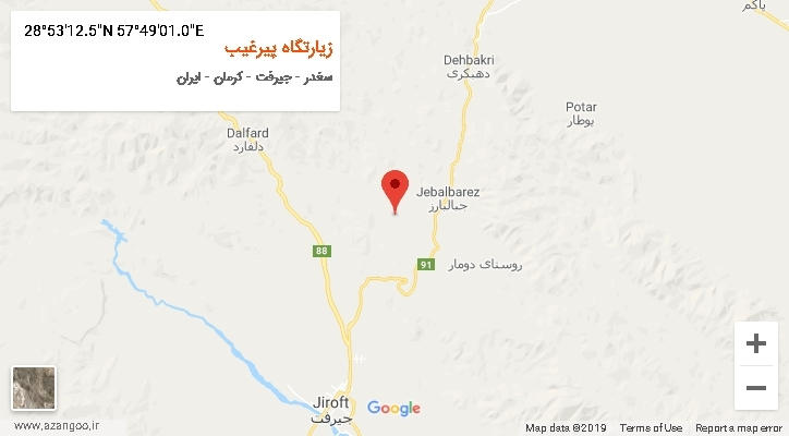 روستای زیارتگاه پیرغیب بر روی نقشه