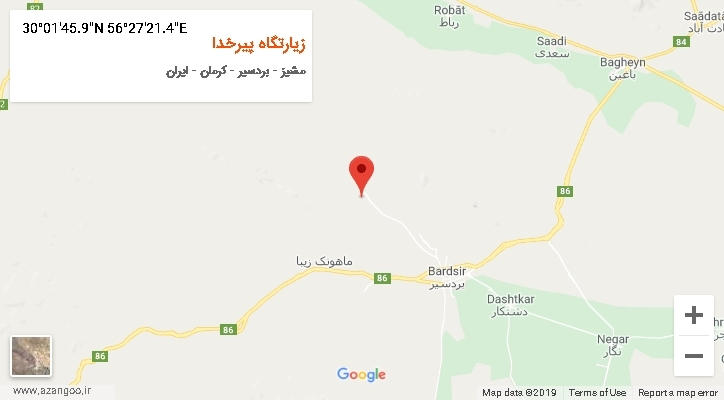 روستای زیارتگاه پیرخدا بر روی نقشه