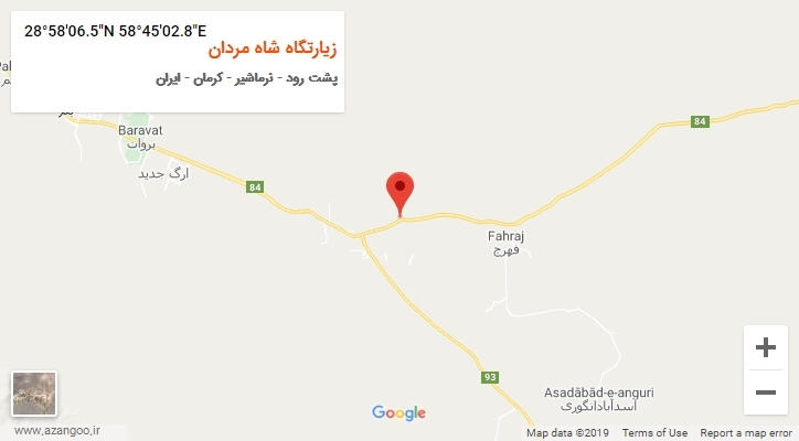 روستای زیارتگاه شاه مردان بر روی نقشه