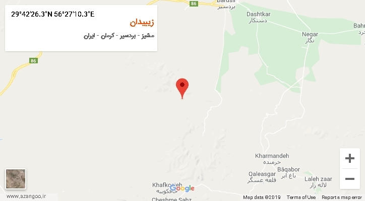 روستای زیبیدان بر روی نقشه