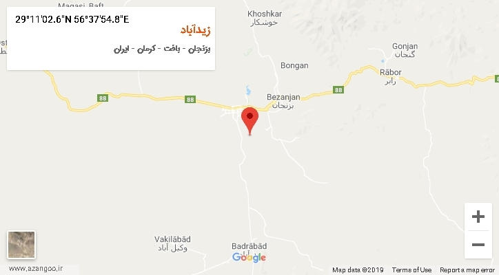 روستای زیدآباد بر روی نقشه
