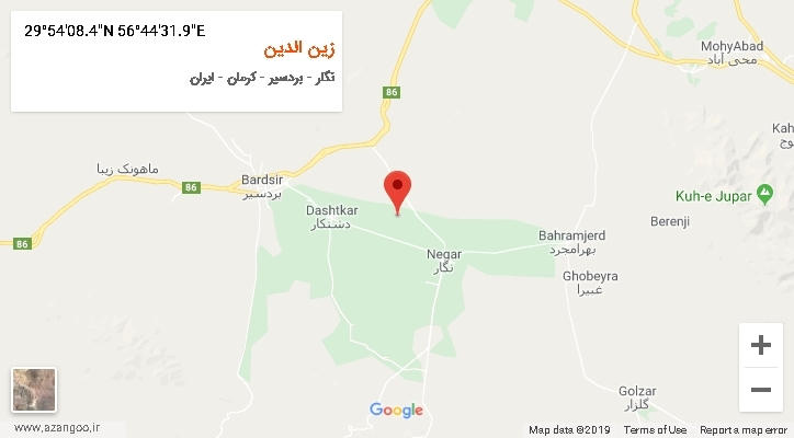 روستای زین الدین بر روی نقشه