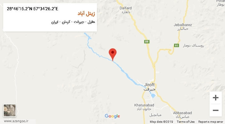 روستای زینل آباد بر روی نقشه