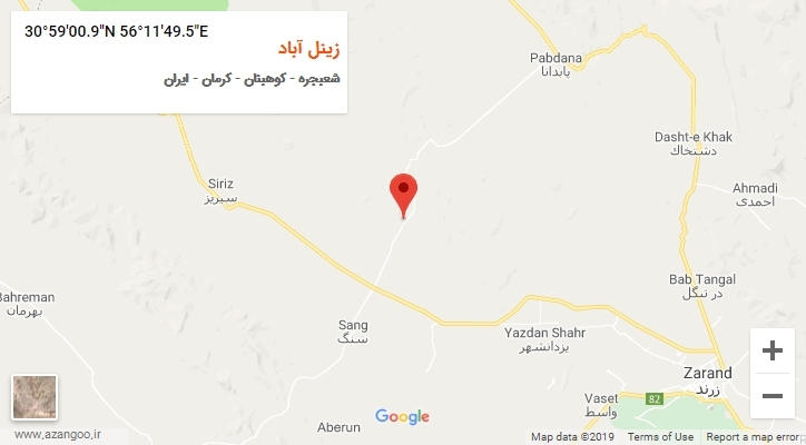 روستای زینل آباد بر روی نقشه