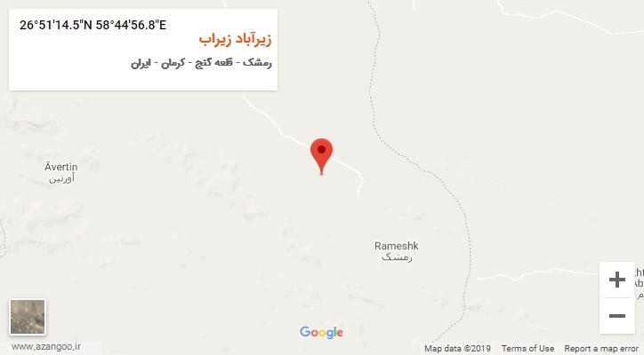 روستای زیرآباد زیراب بر روی نقشه
