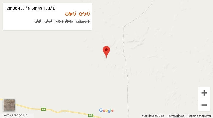 روستای زیردن  زیرون بر روی نقشه