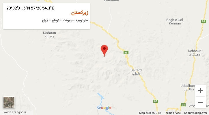 روستای زیرکستان بر روی نقشه
