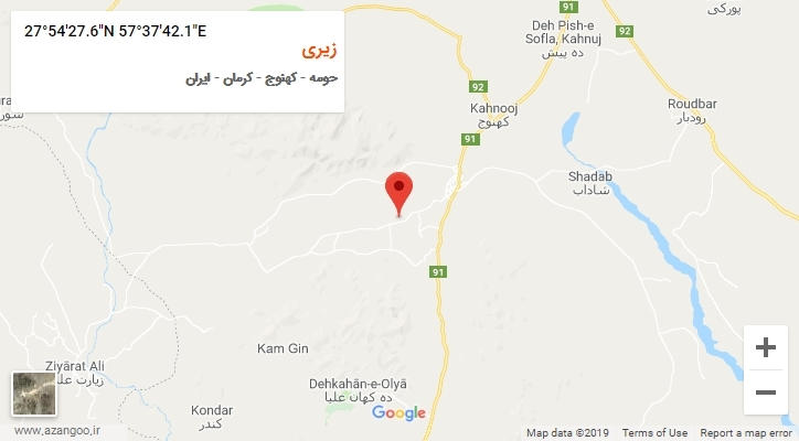 روستای زیری بر روی نقشه