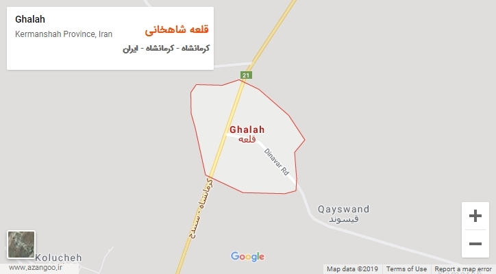 شهر قلعه شاهخانی بر روی نقشه
