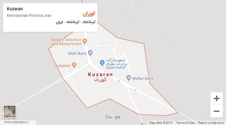 شهر کوزران بر روی نقشه
