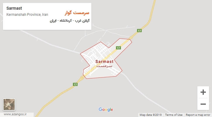 شهر سرمست گوار بر روی نقشه