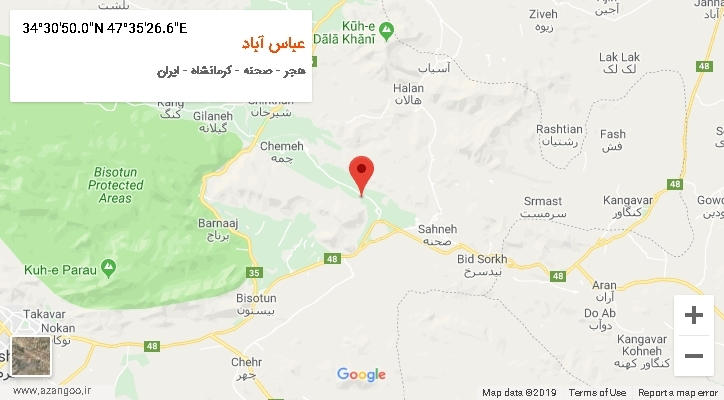 روستای عباس آباد بر روی نقشه