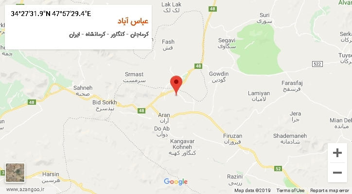روستای عباس آباد بر روی نقشه