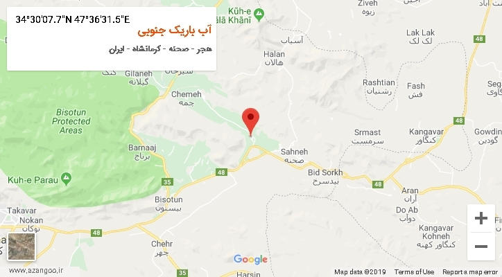 روستای آب باریک جنوبی بر روی نقشه