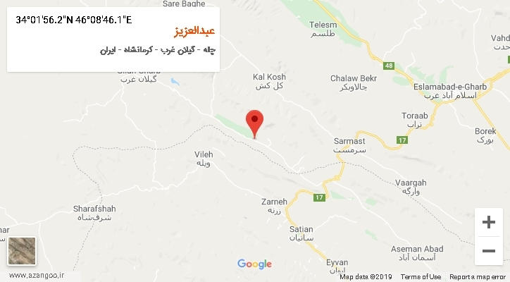روستای عبدالعزیز بر روی نقشه