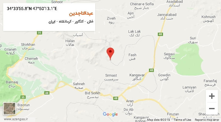 روستای عبدالتاجدین بر روی نقشه