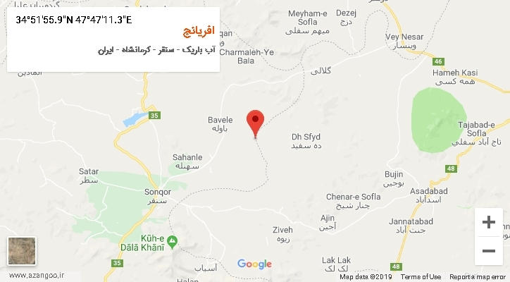روستای افریانج بر روی نقشه