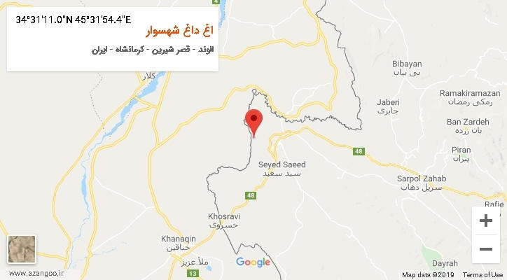 روستای اغ داغ شهسوار بر روی نقشه