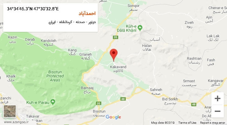 روستای احمدآباد بر روی نقشه