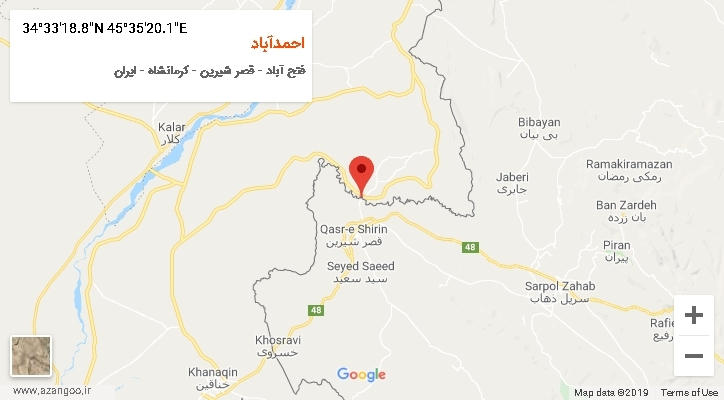 روستای احمدآباد بر روی نقشه