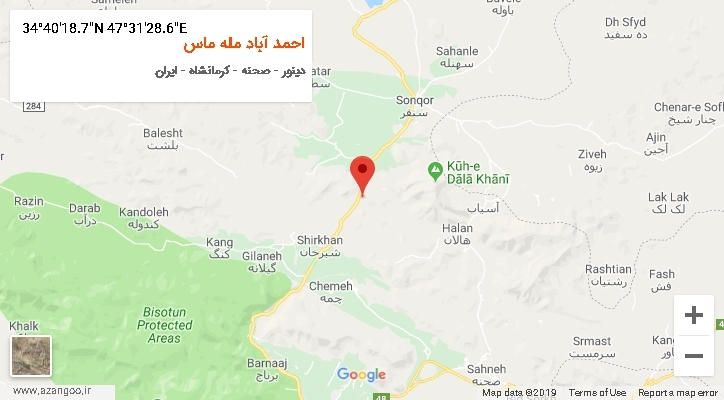روستای احمد آباد مله ماس بر روی نقشه