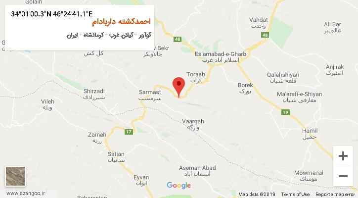 روستای احمدکشته داربادام بر روی نقشه