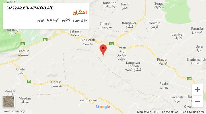 روستای اهنگران بر روی نقشه