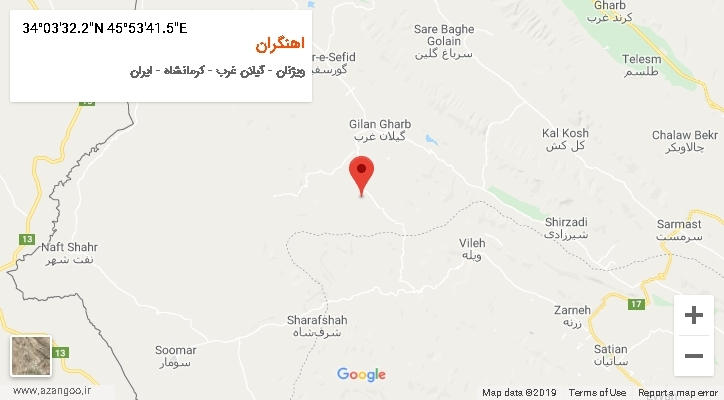 روستای اهنگران بر روی نقشه