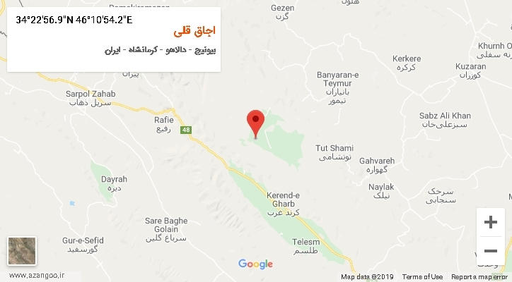 روستای اجاق قلی بر روی نقشه