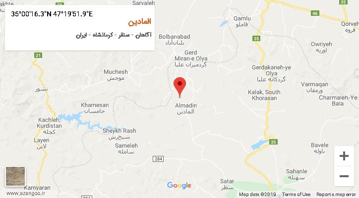 روستای المادین بر روی نقشه