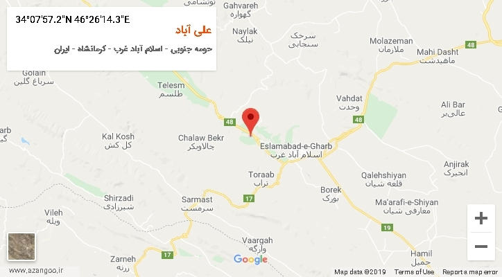 روستای علی آباد بر روی نقشه