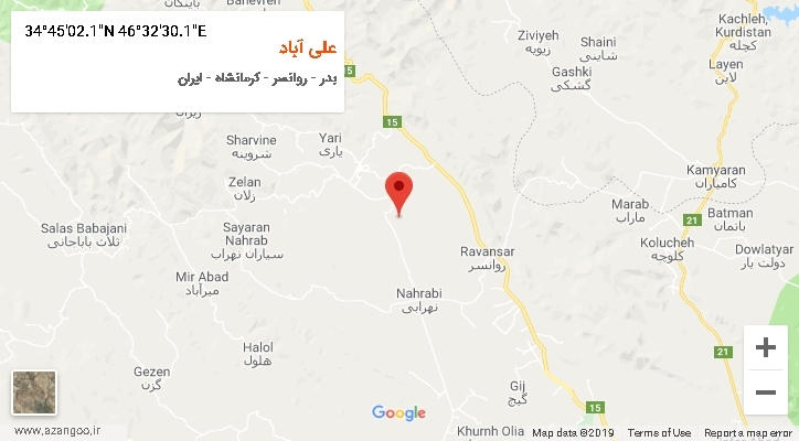 روستای علی آباد بر روی نقشه