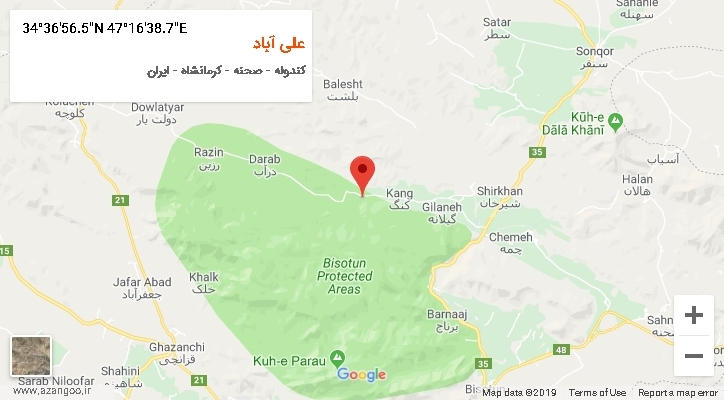 روستای علی آباد بر روی نقشه