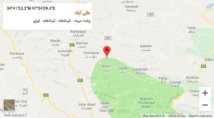 روستای علی آباد بر روی نقشه