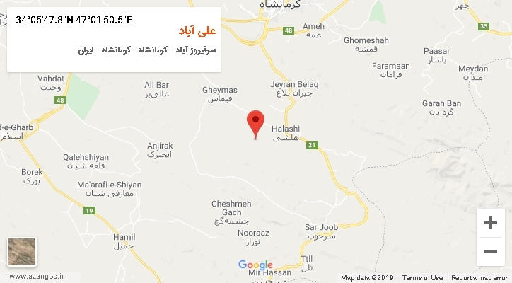 روستای علی آباد بر روی نقشه