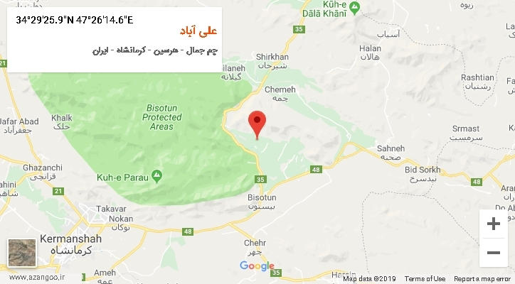 روستای علی آباد بر روی نقشه