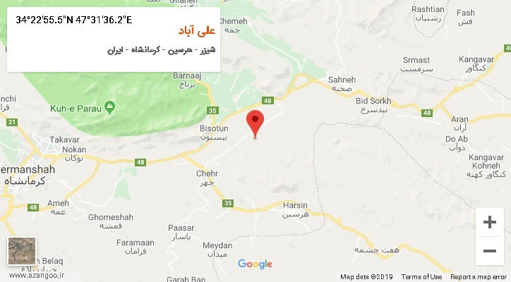 روستای علی آباد بر روی نقشه