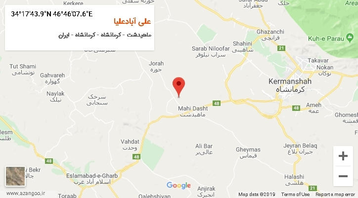روستای علی آبادعلیا بر روی نقشه