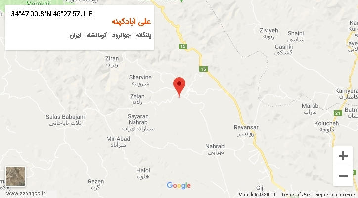 روستای علی آبادکهنه بر روی نقشه