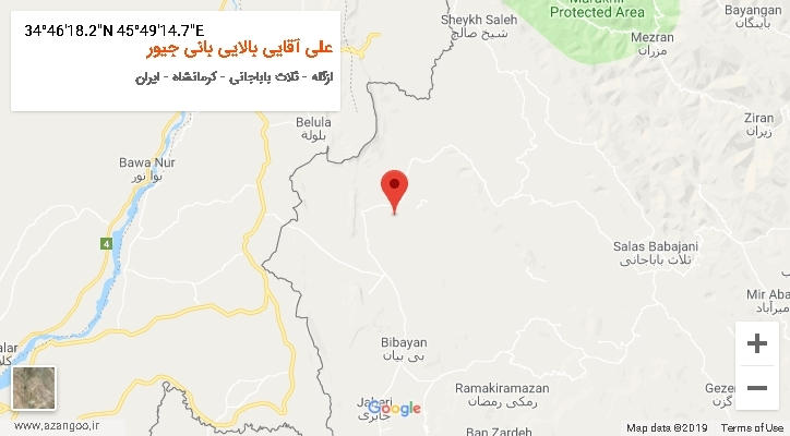 روستای علی آقایی بالایی بانی جیور بر روی نقشه