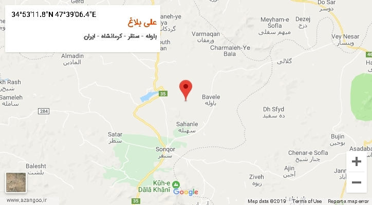 روستای علی بلاغ بر روی نقشه