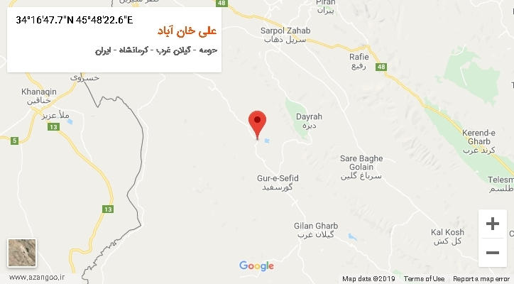 روستای علی خان آباد بر روی نقشه