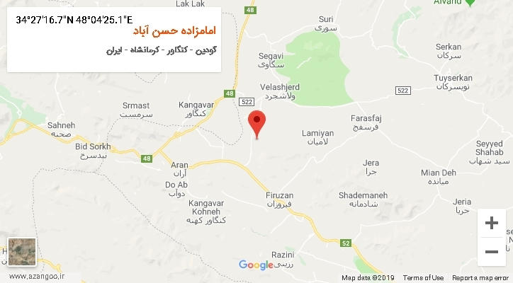 روستای امامزاده حسن آباد بر روی نقشه